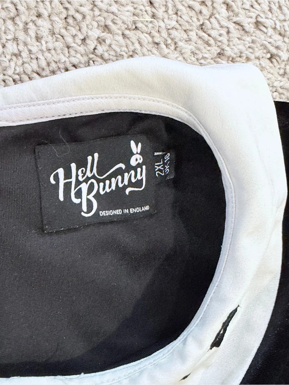 Hell Bunny Black Dress with White Peter Pan Collar - Picture 4 of 6